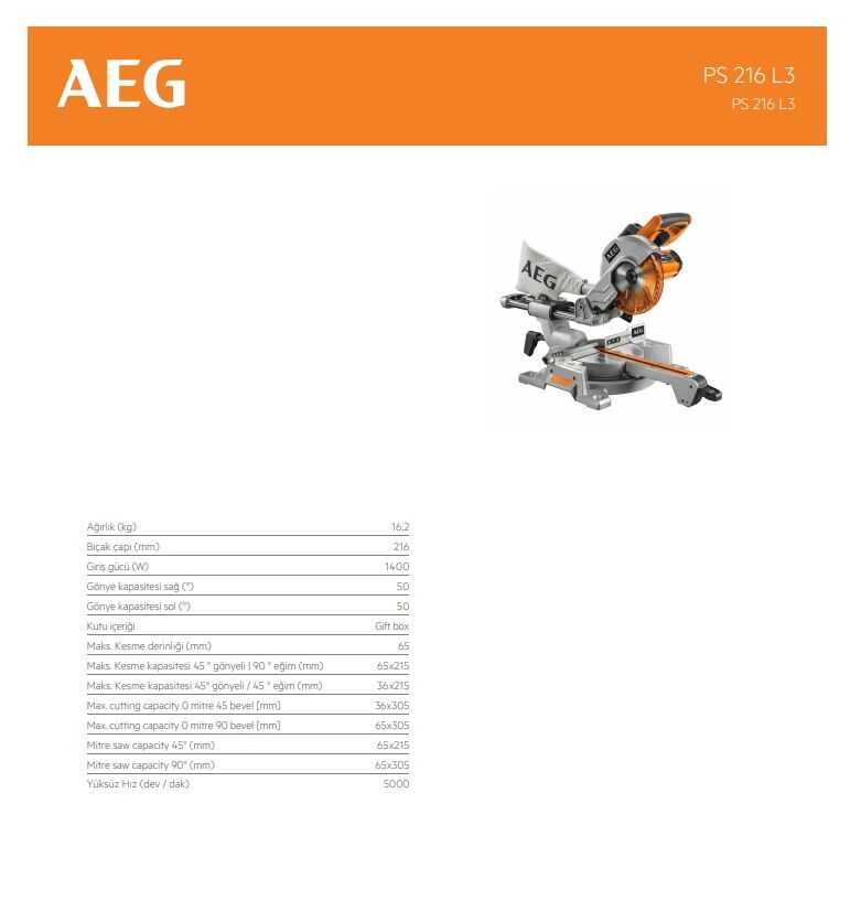 PS 2116L3 1400W GÖNYE KESME MAKİNESİ 216MM