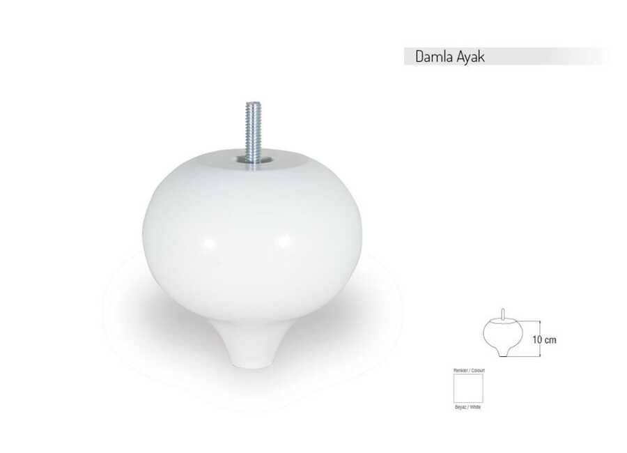 1032 Damla Ayak Beyaz 10 cm PLASTİK BAZA AYAK