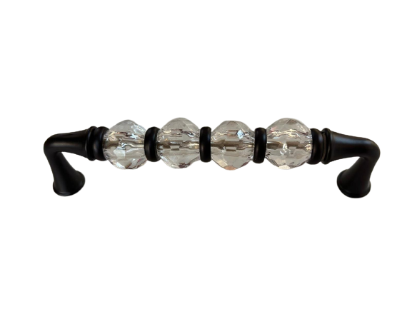 Düz Kristal KULP ŞEFFAF MATSİYAH 128MM flora