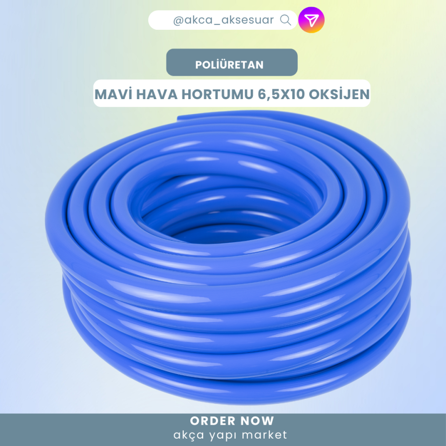 MAVİ HAVA HORTUMU 6,5X10 OKSİJEN HORTUM POLÜRETAN