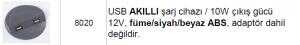 USB ŞARJ CİHAZI BEYAZ/SİYAH