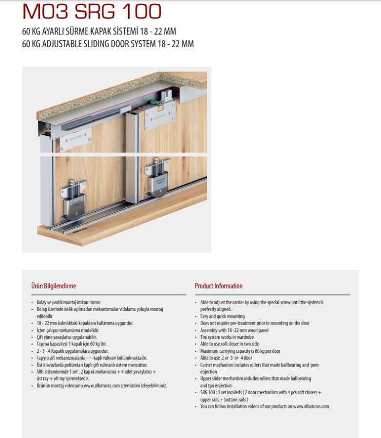 SRG100-3 Sürme Sİstem 2 Yöne Sft 3mt 2910-2950 SET