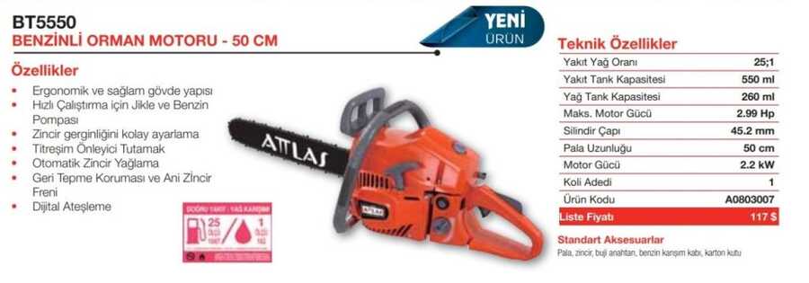 BT 5550 BENZİNLİ ORMAN MOTORU - 50 CM - 55 CC