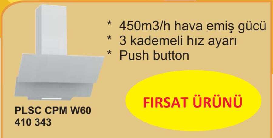 410343 PLSC CPM W60 Beyaz cam davlumbaz Fırsat 4