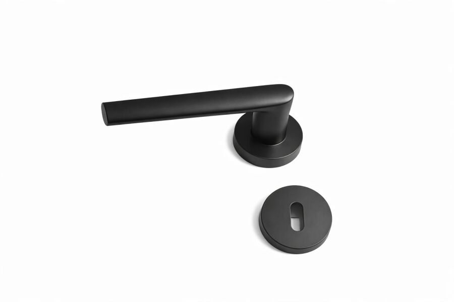 Erkul 479-01 Pıtır MatSiyah Rozetli Oda Kapı Kolu