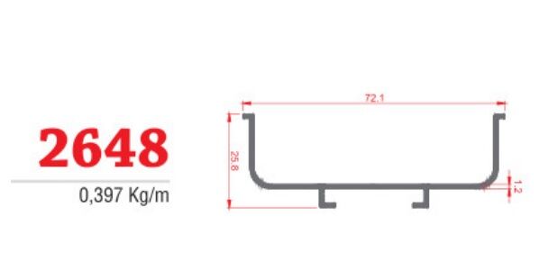 2648 GOLA GİZLİ KULP ALMET İÇİN U PROFİL 3 M İNOX