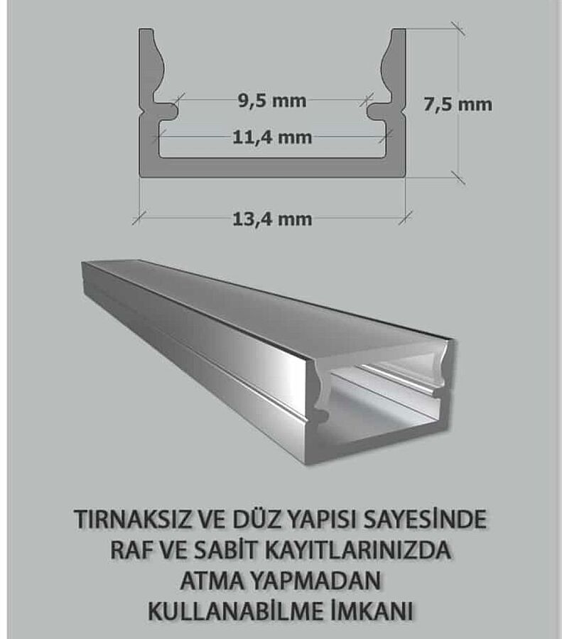 6092 ESCAL Alm.Gömme Led Kanalı Profili 3mt TIRNAKSIZ