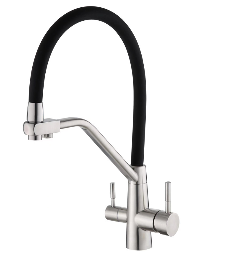 FLEKO KS16S03 Arıtma çıkışlı Spiralli Endüstriyel Evye Bataryası Siyah-İnox