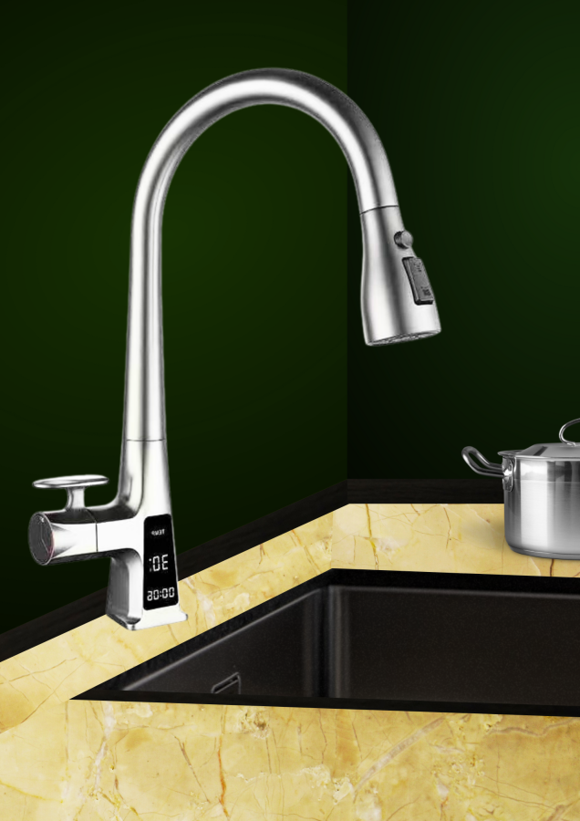 Fleko Light Mutfak Spiralli Dijital Led Göstergeli Batarya Krom