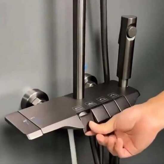 FLEKO PİANO Düğmeli Duş Seti Siyah