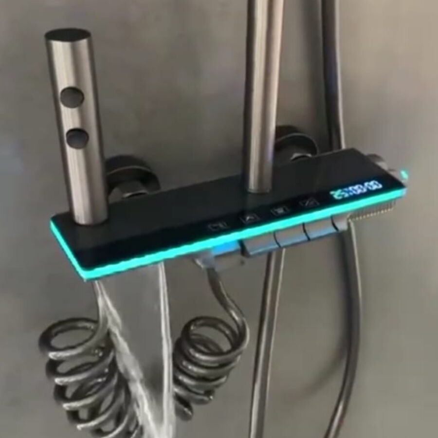 Fleko Piano Düğmeli Led'li Light Antrasit Duş Seti