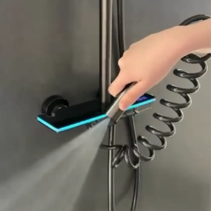 Fleko Piano Düğmeli Led'li Light Antrasit Duş Seti