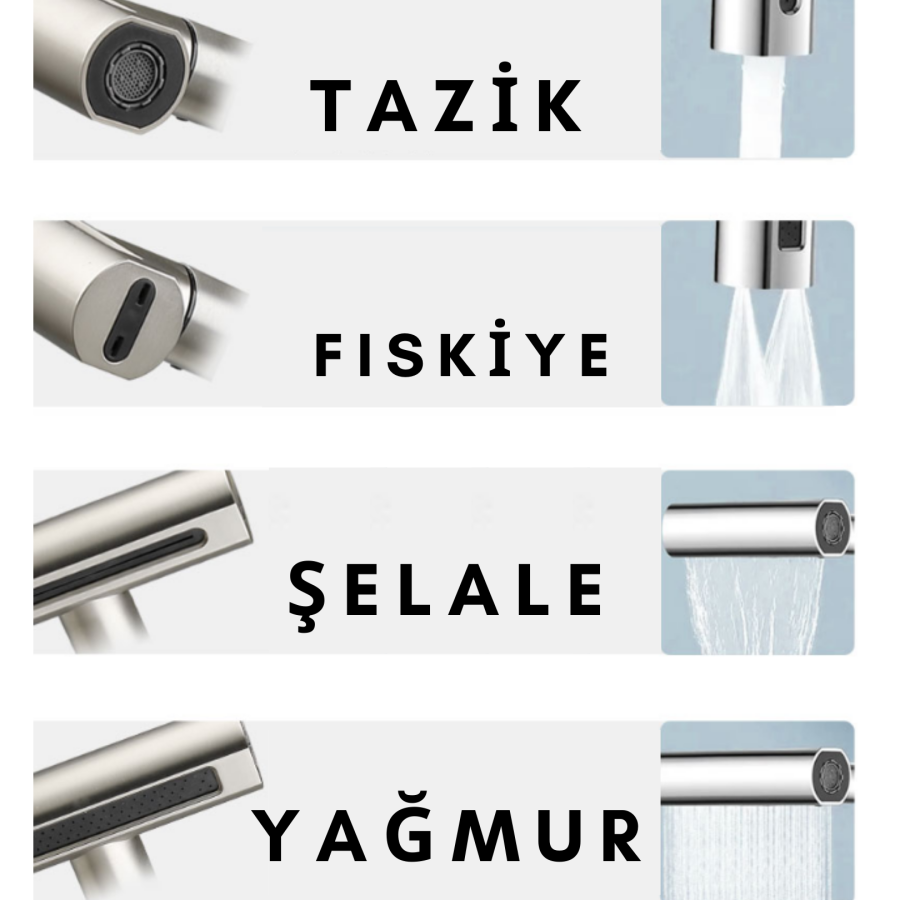 F1003A Hiens Fonksiyonel Döner Başlıklı Yağmurlamalı Evye Bataryası Antrasit
