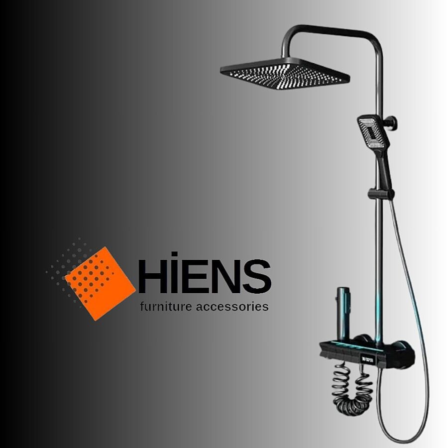 HİENS LED LCD EKRANLI Fonksiyonel Piano Tuşlu Tepe Duş Seti Antrasit Palco