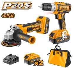 ING-COCKLI2009 Li-ion Akülü 2 li Combo Set-Matkap Ve Avuç Taşlama 20V
