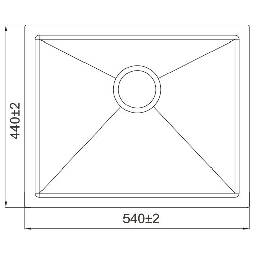 5444-02 IVENTO Paslanmaz Çelik Evye PVD Mat Gold 54x44x21cm