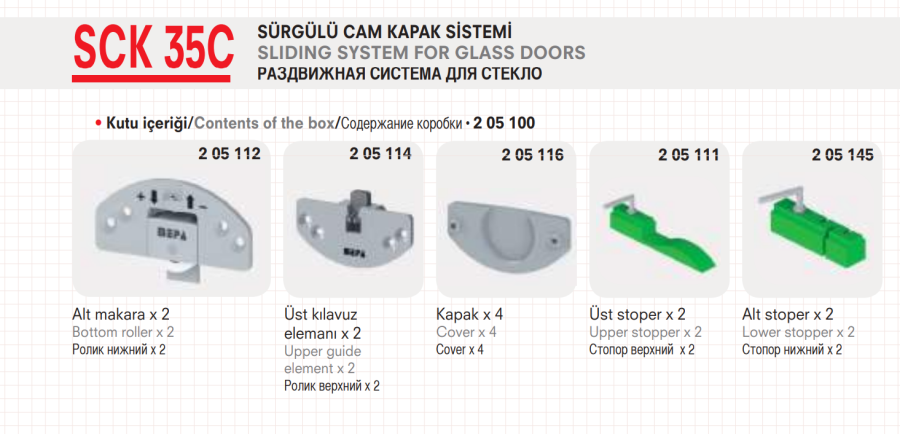 SCK 35C Sürme Cam Kapak Mekanizması Ayarlı