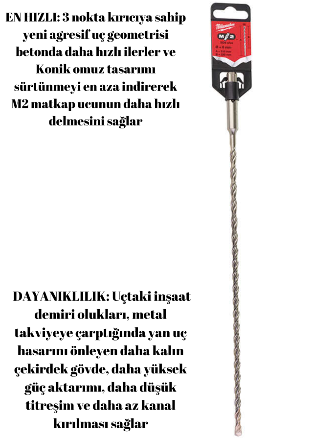 SDS-PLUS 6x310 MATKAP UCU MS2 SERİ 2 ELMAS Milwaukee