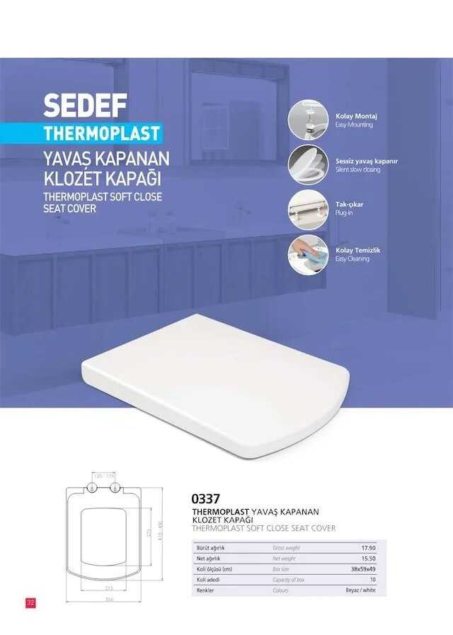 337 Thermoplast Sedef Yavaş Kapanan Klozet Kapağı