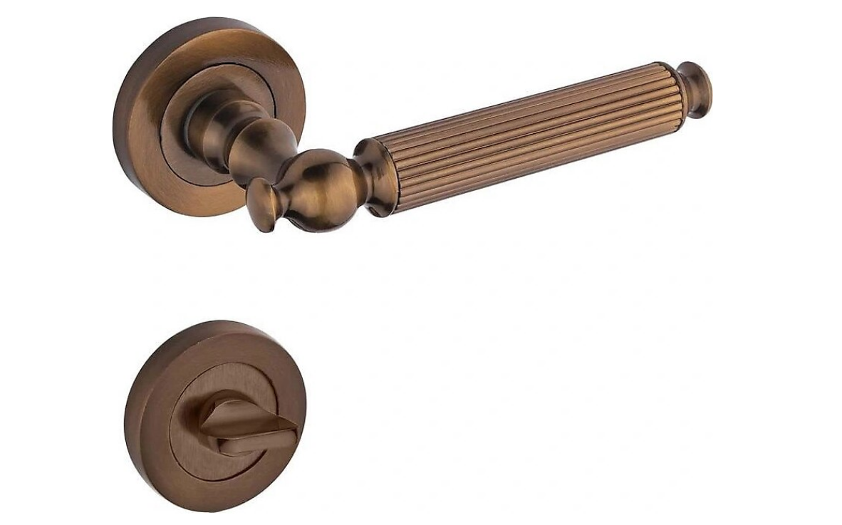 Hanedan Rozetli Antik Sarı WC Kapı Kolu