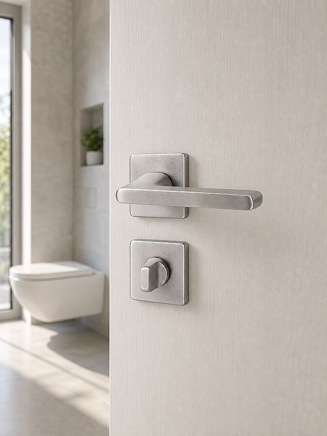 Zmk Kare Rozetli Zen D Kapı Kolu İnox WC