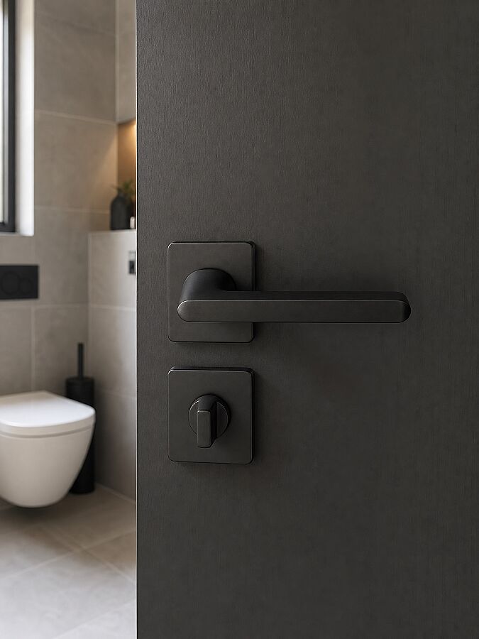 Zmk Kare Rozetli Zen D Kapı Kolu Siyah Erlux Wc