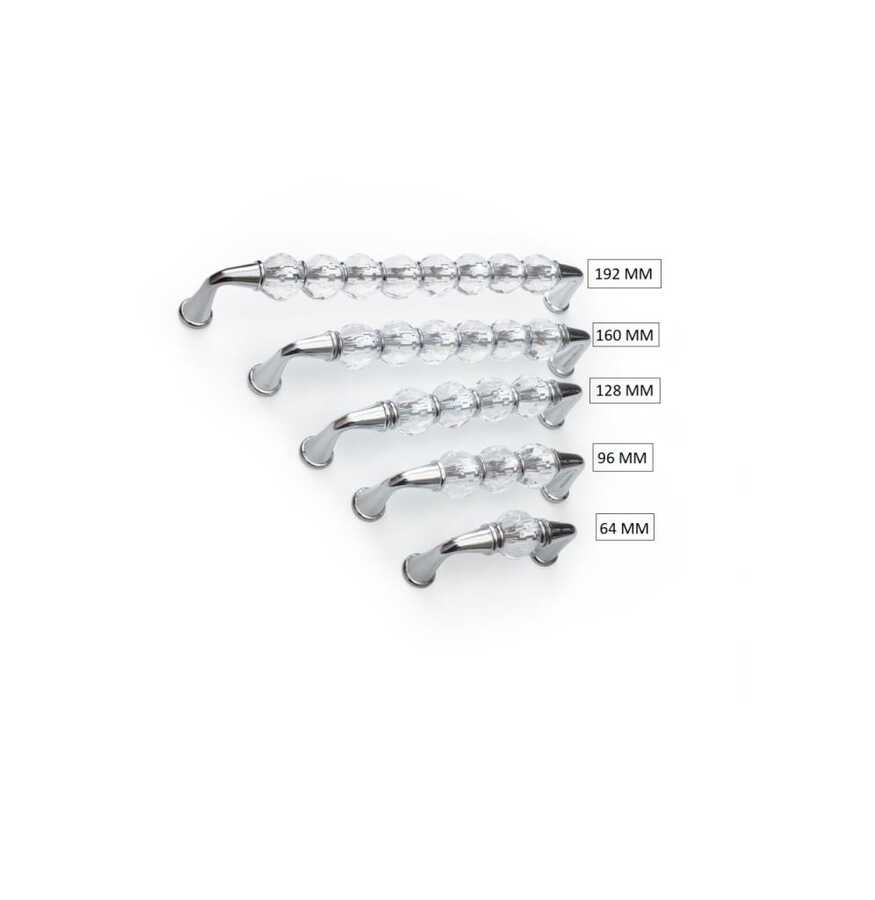 Düz Kristal KULP ŞEFFAF KROM 128 mm flora