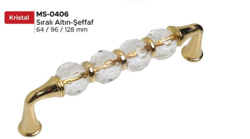 Düz Kristal ŞEFFAF ALTIN 128mm flora
