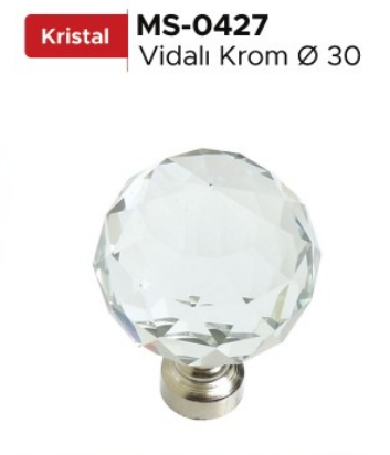 F-685 Küre Düğme Şeffaf Krom 30mm