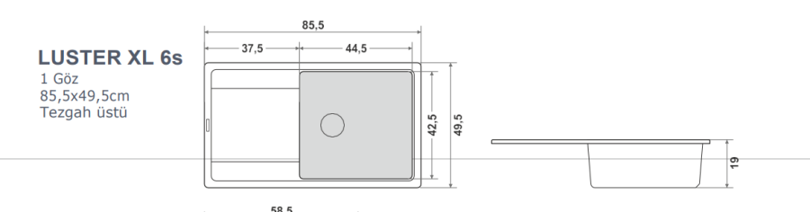 440026 QUARSTONE LUSTER XL 6S Beyaz Evye 50x86cm