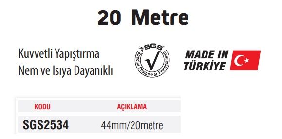 SGS 2534 Alm. Folyo Bant Düz 44X 20mt
