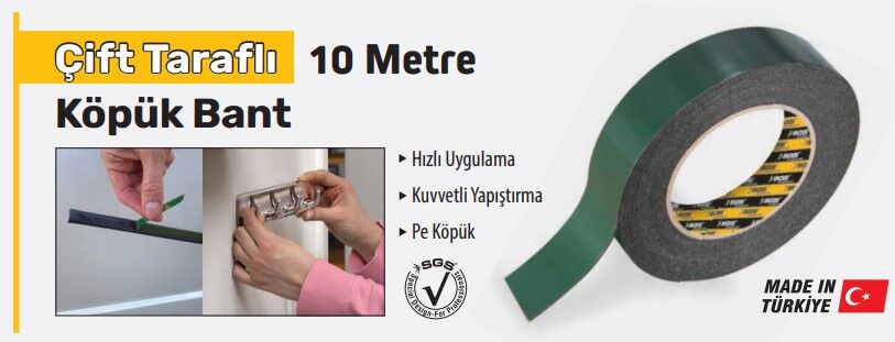 SGS 2538 Çift Taraflı Köpük Bant 20 mm 10 metre