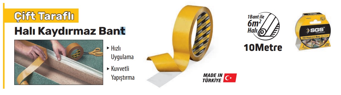 SGS 2276 ÇİFT TARAFLI HALI KAYDIRMAZ BANT 48MM*10MT