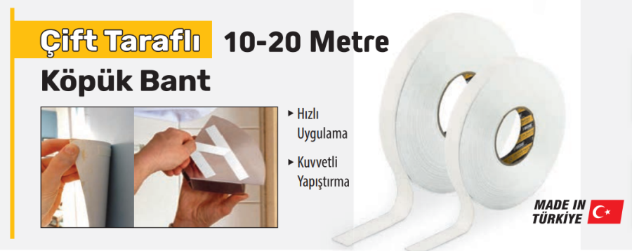 SGS 1234 ÇİFT TARAFLI KÖPÜK BANT 18MM/20MT