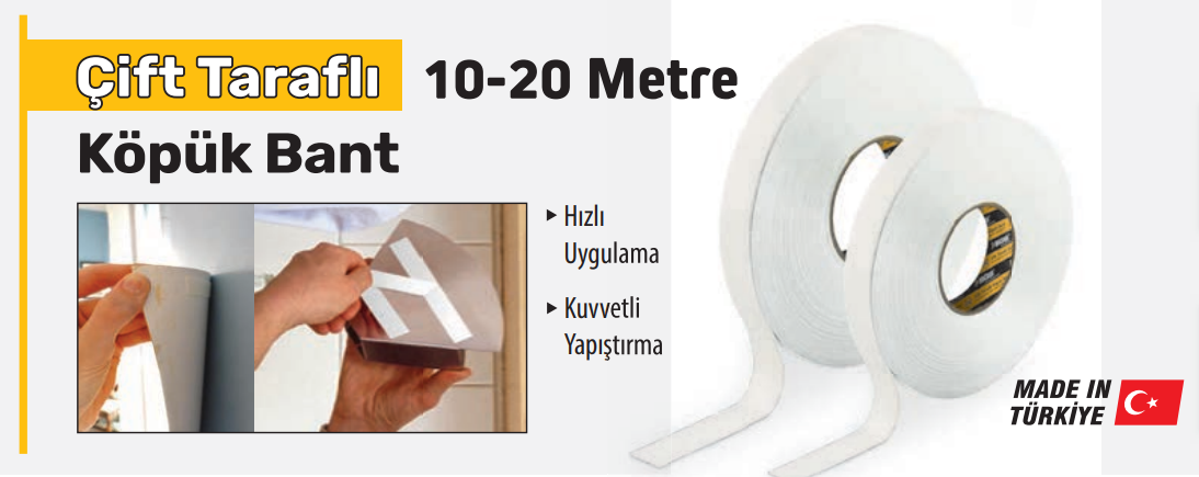 SGS 1234 ÇİFT TARAFLI KÖPÜK BANT 18MM/20MT