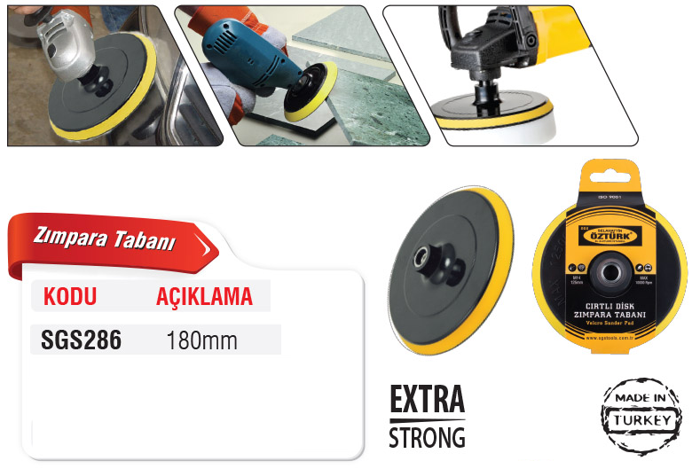 SGS 286 180 disk Cırtlı Zımpara Altı tabanı