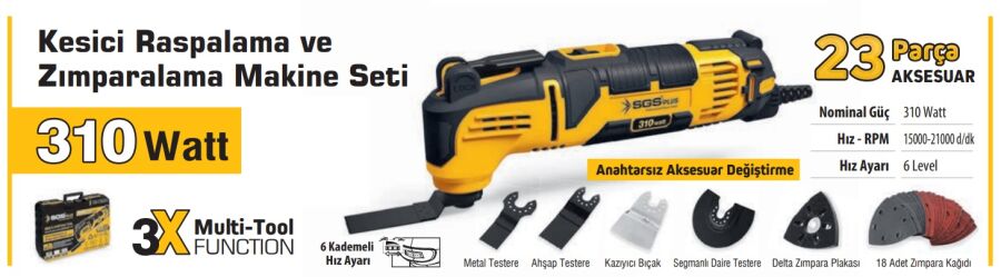 SGS 5255 MULTI-TOOLS KESİCİ VE RASPALAMA MAKİNESİ 310 WATT