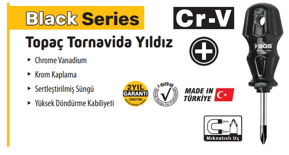 SGS 674 Topaç Tornavida 6*35 Yıldız Siyah Serisi