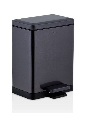 10 LT Piazza Pedallı Çöp Kovası Jet Black Siyah