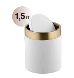 1,5 LT Set Üstü Döner Kapaklı Çöp Kovası Beyaz-Altın