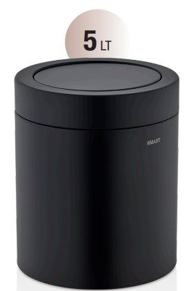 SMART 5 LT Döner Kapaklı Çöp Kovası SİYAH