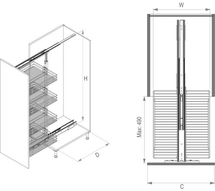 Starax 1101-C Teleskopik Kiler 2 Sepet 60x80x30 Krom