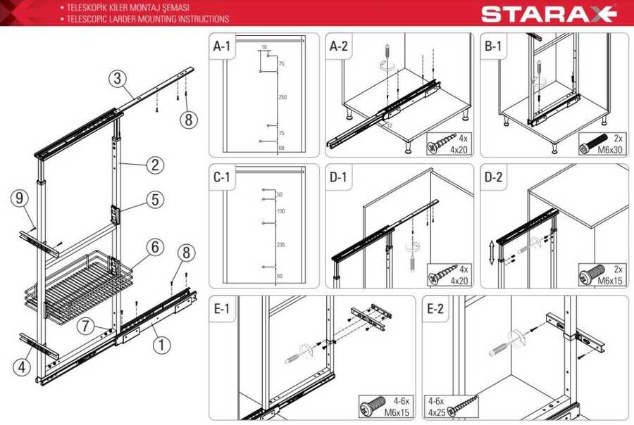 Starax S-1501-C 60*80*30cm Teleskopik Kiler Ahşap Tab.Sepetli