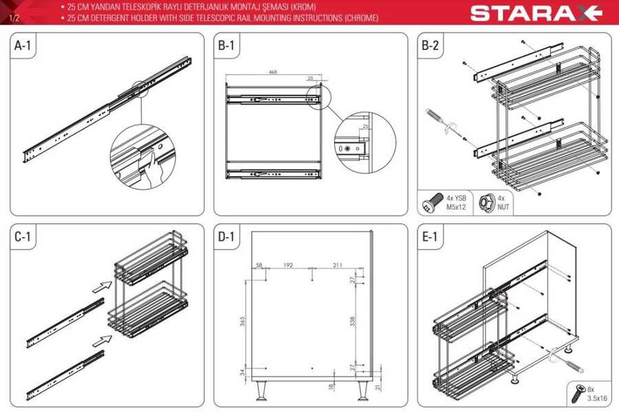 Starax S-2213-C Yandan Raylı Deterjanlık (Orta-Orta) 16cm.