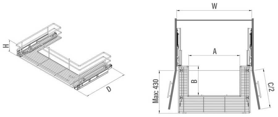 Starax 2351-Bağ.Evye Altı Çift Açılım Tandem Raylı Çekmece 80