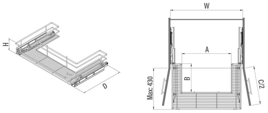 Starax 2352- Bağımsız Tandem Raylı Evye Altı Çekmece 90cm