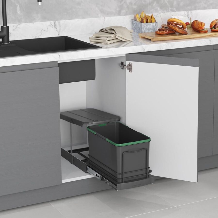 Starax S-2573-A Teleskopik Raylı Plastik Gövde Çöp Kovası 16 lt Antrasit