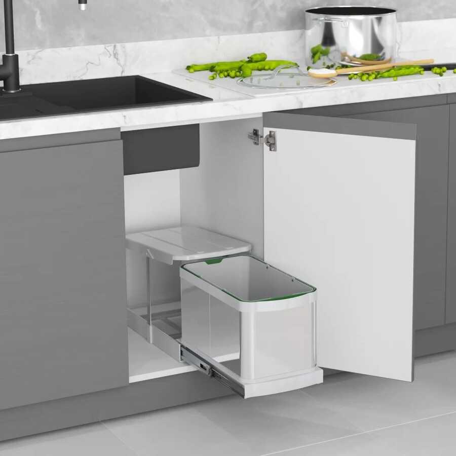 Starax S-2574-G Teleskopik Raylı Plastik Gövde Çöp Kovası 16lt