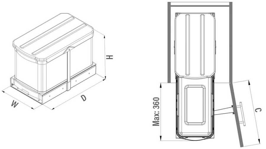 Starax S-2574-G Teleskopik Raylı Plastik Gövde Çöp Kovası 16lt