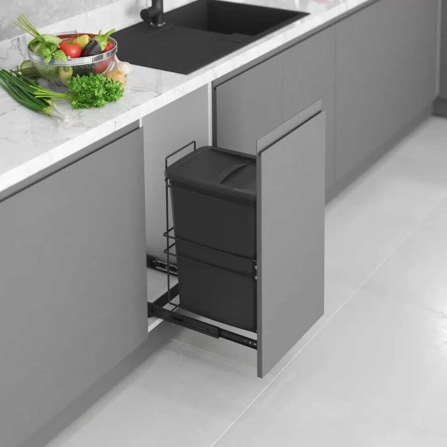 Starax S-2591-A Kapağa Monte Çöp Kovası 35 lt Antrasit